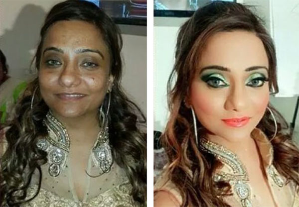 Image result for before and after makeup pictures indian brides